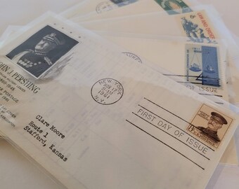 First Day Stamps, John J. Pershing, Workman's Comp., Law and Order, Food for Peace, UN
