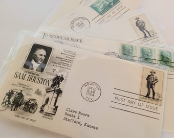 First Day Stamps, George W. Norris, Montgomery Blair, Andrew Jackson, Sam Houston