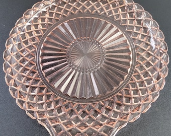 Hocking Glass Co. Waterford Pattern handled platter
