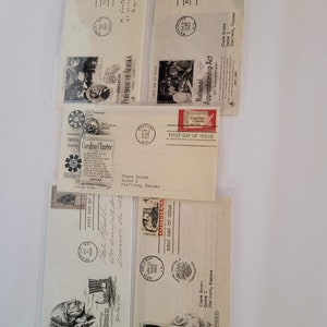 First day stamps-Leif Erikson-Carolina Charter-Louisiana-Apprenticeship Act-Purchase of Alaska