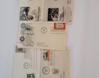 First day stamps-Leif Erikson-Carolina Charter-Louisiana-Apprenticeship Act-Purchase of Alaska