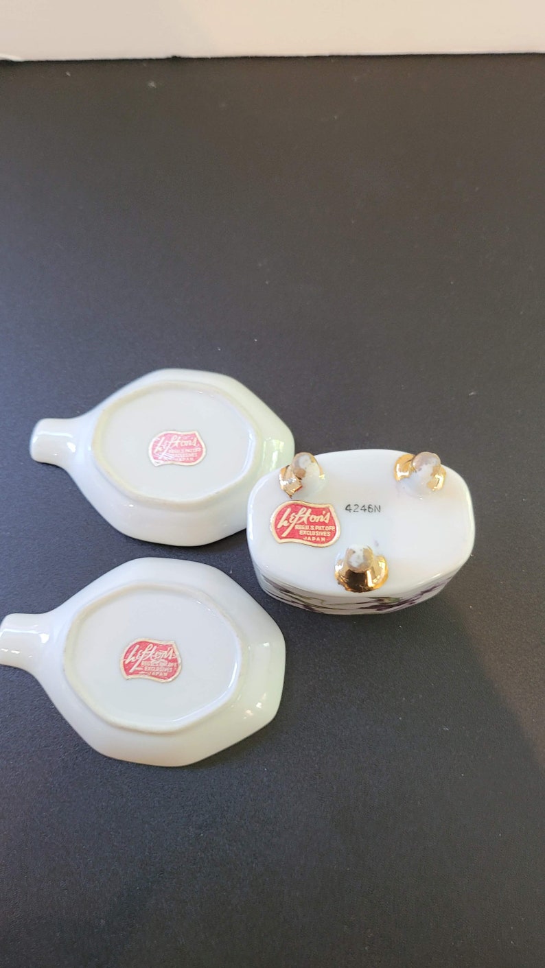 Lefton Individual Ashtrays and Cigarette Holder, Porcelain - Etsy