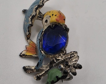 1940's Blue Bird of Happiness Brooch