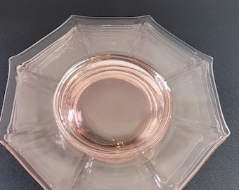 5 Imperial Glass Co. Plates, Pattern: Molly, UV reactive, turns green, Uranium glass in pink.