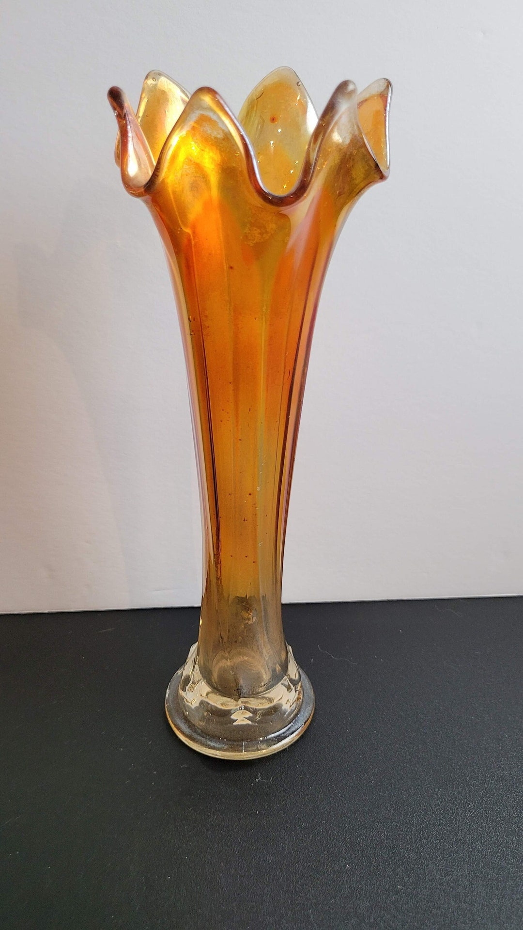 Antique Imperial Glass Co Free Fold Stretch Vase in Carnival Glass - Etsy