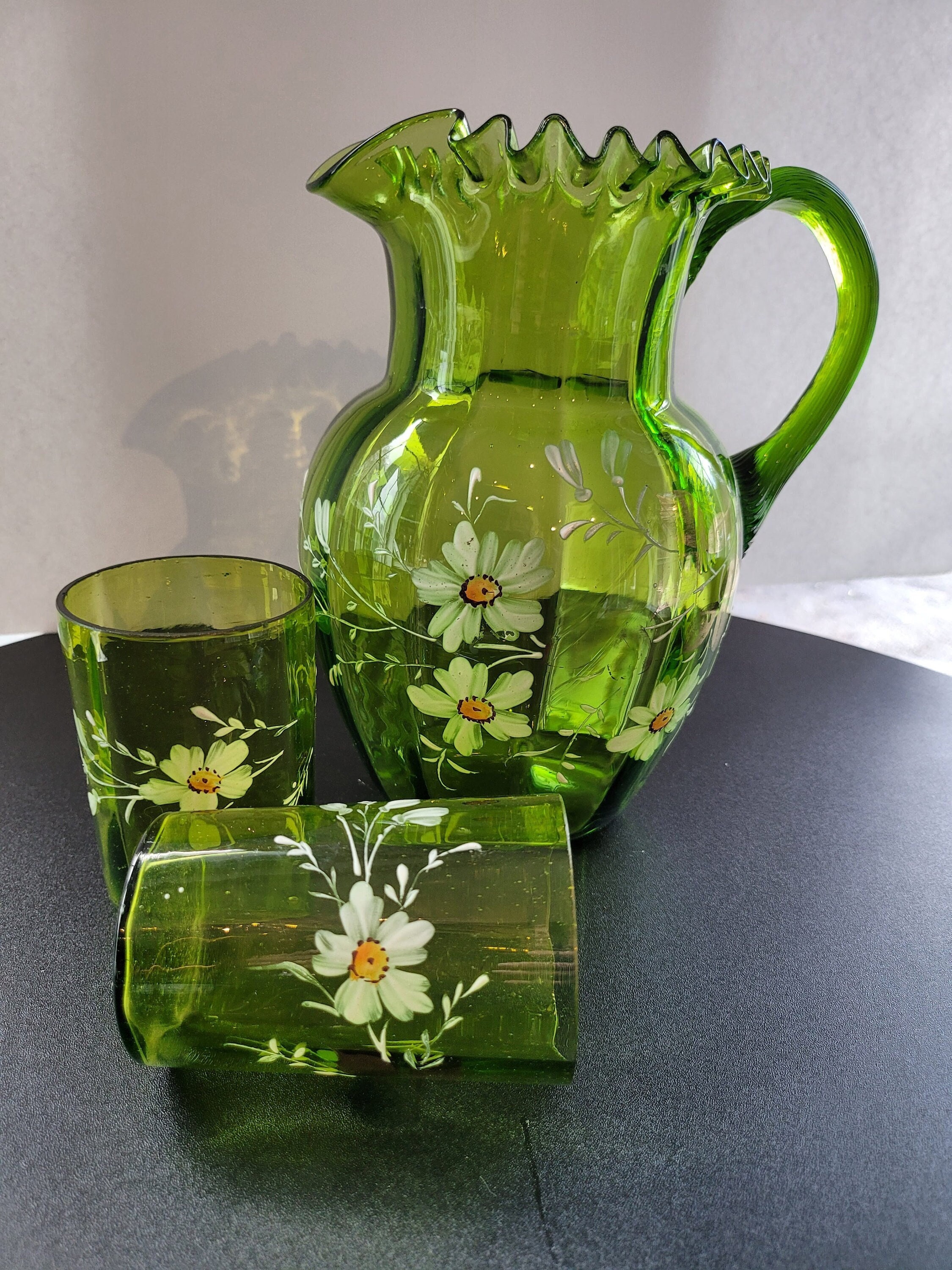 Antique Victorian Glass Lemonade Set - Etsy