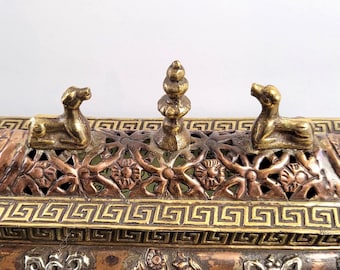 Detailed Tibetan copper and brass incense burner