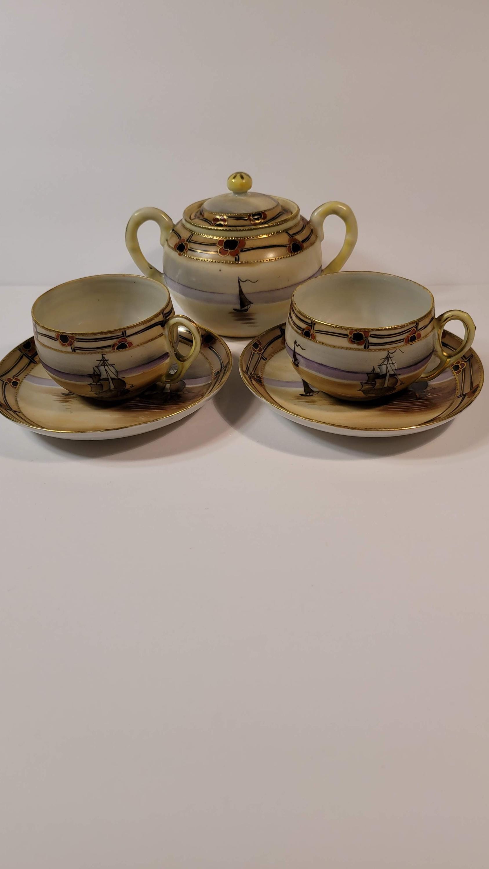chikamichiです。 1891-1921 Chikaramachi Tea Cups, Saucers and Covered Sugar - Etsy