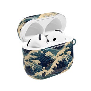 Funda para AirPods con diseño de la Gran Ola | Arte japonés de olas, azul océano