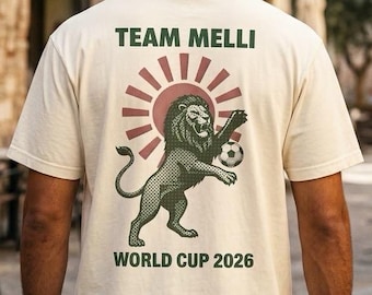 Iran VM 2026 Tröja, Lion and Sun Team Melli T-shirt, Shir o Khorshid, Persisk Gåva, Fria Iran (Unisex)