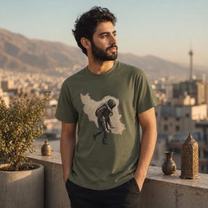 Hamid Mahdavi Memorial T-Shirt | Iran Map - Free Iran Protest Art