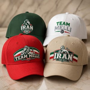 Iran Soccer Hat, Team Melli Hat, Iranian Lion Football Cap, World Cup 2026 Iran Fan Hat, Shir o Khorshid Lion and Sun Cap
