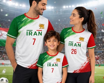 Maillot de football Iran personnalisé, Chemise Iran personnalisée, Chemise drapeau persan Iran, Maillot de football Coupe du monde 2026, adulte et enfant