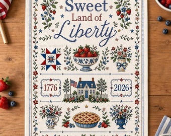 America 250 Tea Towel | Sweet Land of Liberty | 4th of July Decor | Grandmacore | 1776 2026 | Independence Day | USA 250 Years