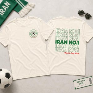 Iran No.1 World Cup 2026 Tee | Soccer Crest White T-Shirt