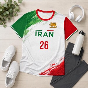Personalized Persian soccer jersey with red green and white design, custom Iran football shirt for family matching outfits. world cup 2026 Fifa