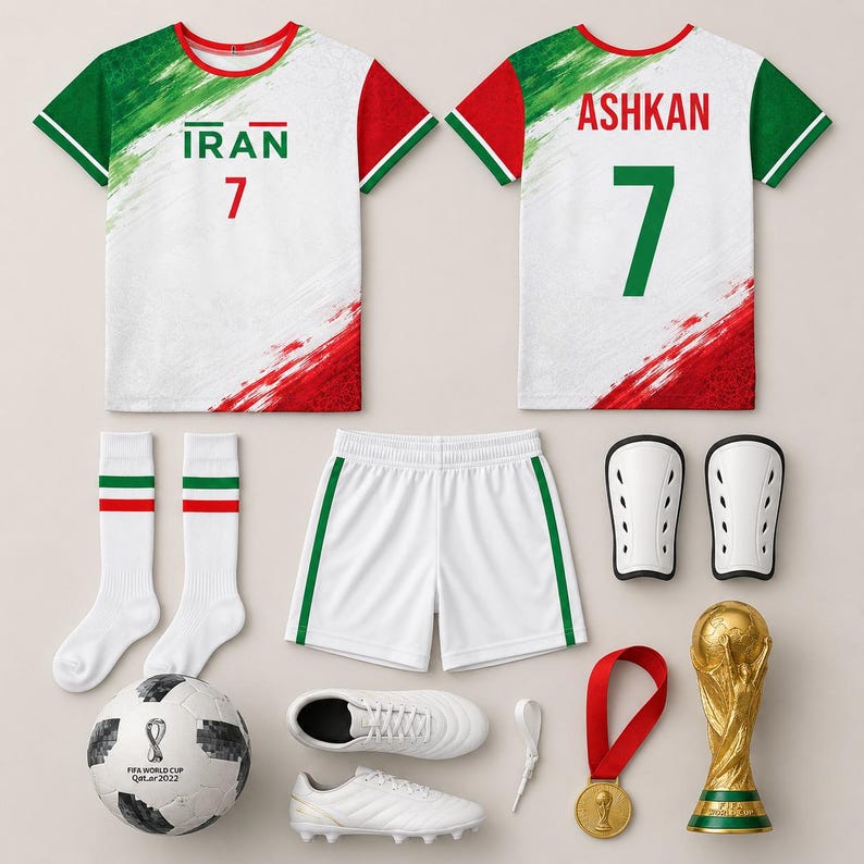 Anpassad iransk fotbollströja, personlig iransk tröja, persisk iransk flaggtröja, VM 2026 fotbollströja, vuxen och barn bild 16