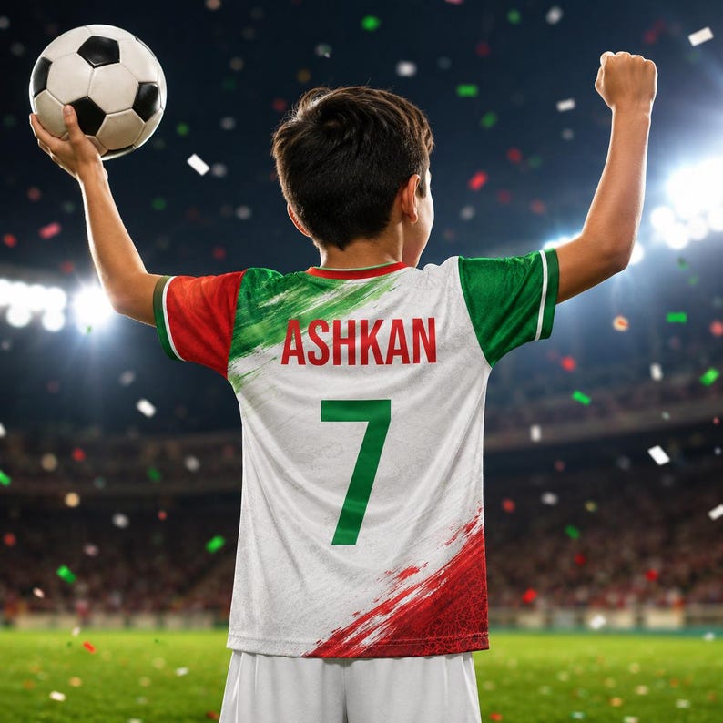 Personalized Iran football shirt, custom name number jersey, Persian gift for soccer fans and Father’s Day