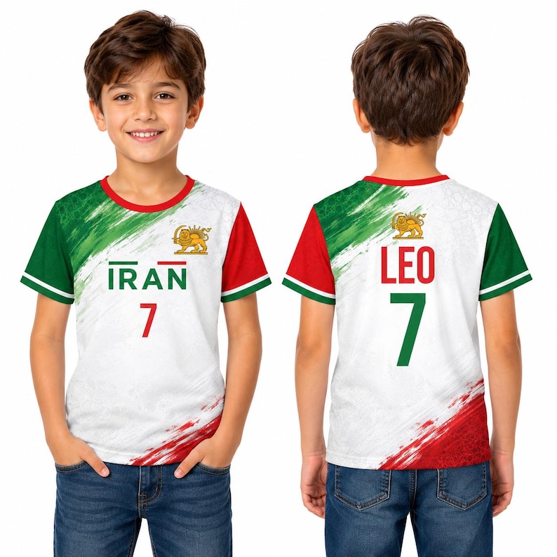 Custom Persian football jersey for men women and youth, Iran soccer shirt with name and number personalization