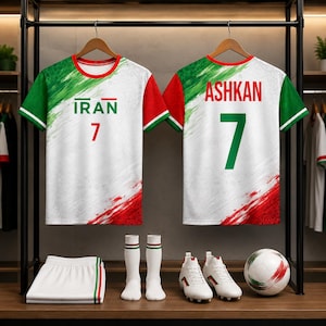 Custom Iran soccer jersey with personalized name and number, Iran football shirt for youth and adults, Persian World Cup 2026 fan outfit