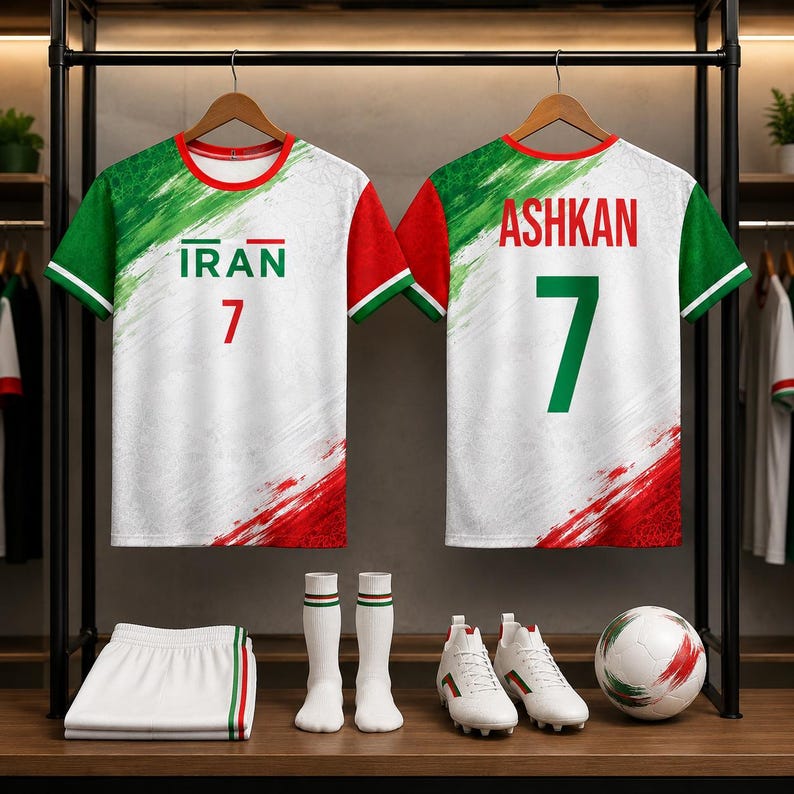 Custom Iran soccer jersey with personalized name and number, Iran football shirt for youth and adults, Persian World Cup 2026 fan outfit