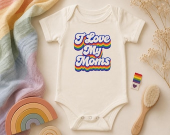 Body para bebé "Amo a mis mamás" / Body para bebé "Orgullo" / Regalo para bebés de dos mamás / Mamás lesbianas / Padres del mismo sexo / Personalizable