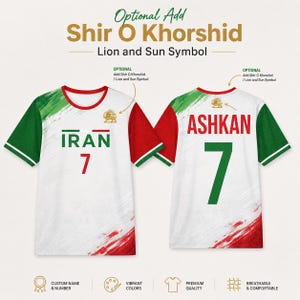 Anpassad iransk fotbollströja, personlig iransk tröja, persisk iransk flaggtröja, VM 2026 fotbollströja, vuxen och barn bild 6