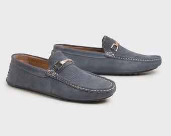 Men’s Blue Suede Loafers – Luxury Slip-On Driving Shoes – Casual  Moccasins – Stylish Men’s Loafers