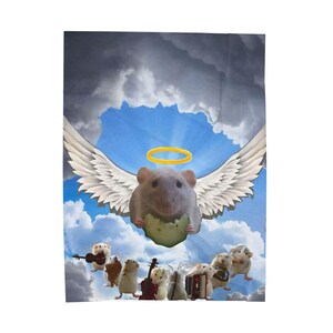 Angel Hamster with Wings Velveteen Blanket | Cloud Sky Animal Portrait image 2
