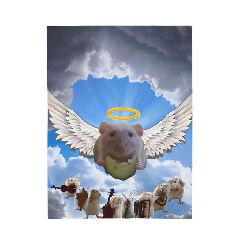 Angel Hamster with Wings Velveteen Blanket | Cloud Sky Animal Portrait image 3