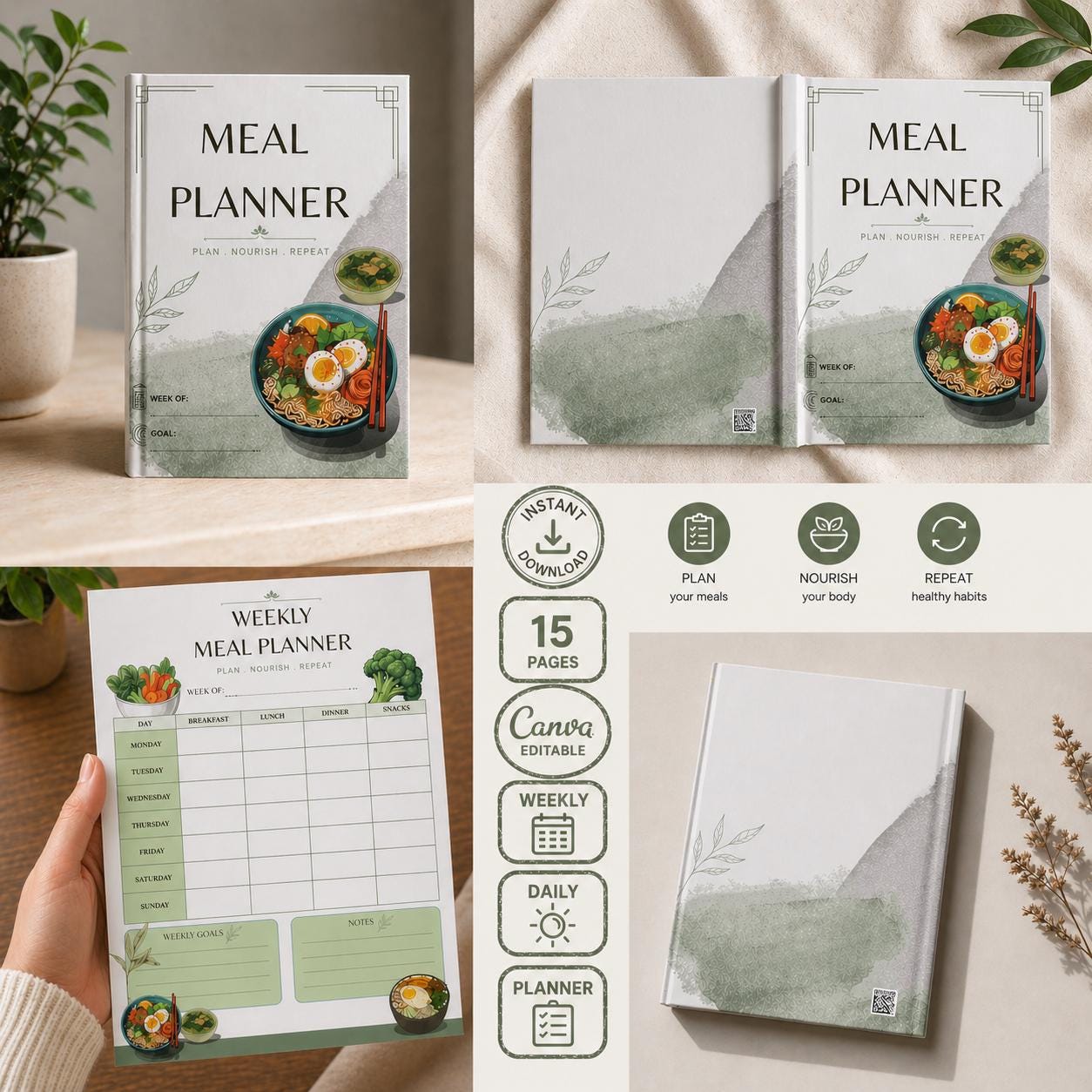 Busy Mom Meal Planner With Grocery List, Weekly & Daily Meal Planner ...