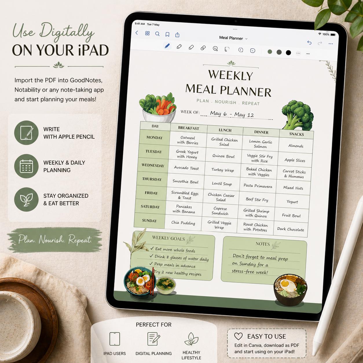 Busy Mom Meal Planner With Grocery List, Weekly & Daily Meal Planner ...