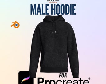 Maqueta 3D de sudadera con capucha para Procreate / Clo3D Blender / Modelo de prenda de vestir