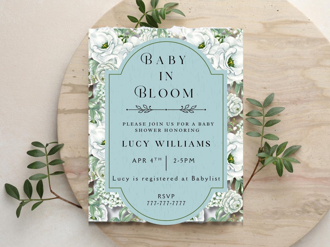 Editable Canva Baby Shower Invitation Template | "baby in Bloom ...