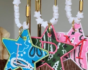 Etiqueta para maleta con estrella bordada personalizada / Charm para equipaje con nombre personalizado