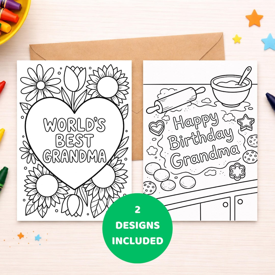 Printable Grandma Birthday Card Coloring Card for Grandma Birthday Gift