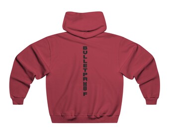 Sudadera con capucha a prueba de balas con texto vertical / Diseño minimalista de constelación en el pecho