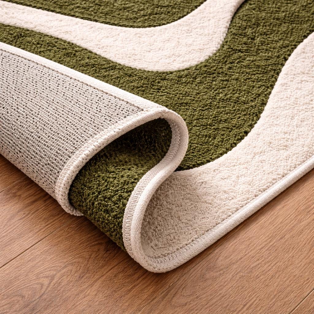 Green Abstract Wavy Area Rug, Modern Minimalist Living Room Carpet - Etsy
