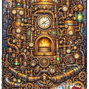 Steampunk Malbuch für Erwachsene – Faszinierende Uhrwerke, Alchemie & Dampfmaschinen | Detailreiches DIN A4 PDF zum Entspannen