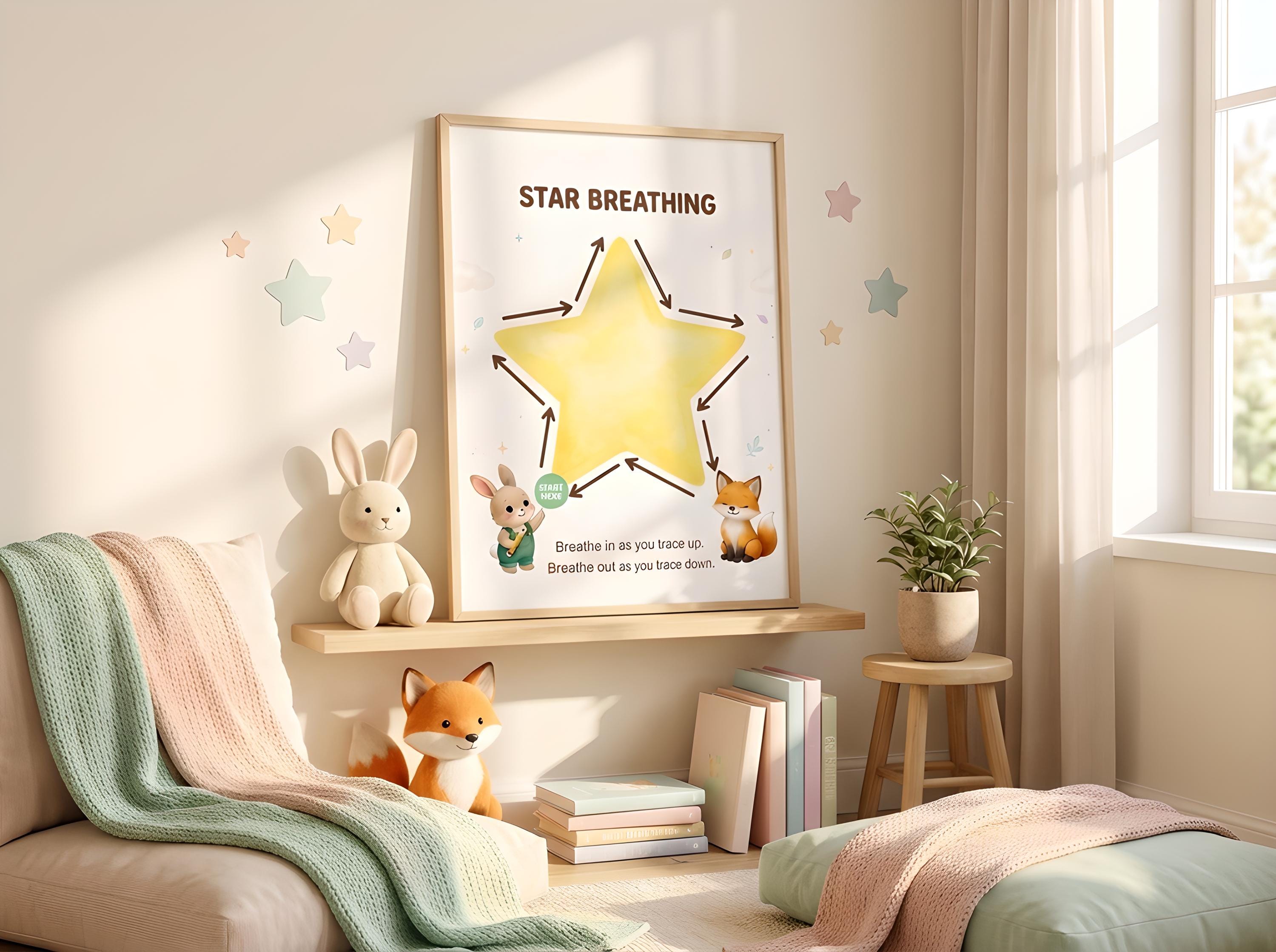 Star Breathing Poster for Kids | Calm Corner Printable | Kids Breathing ...