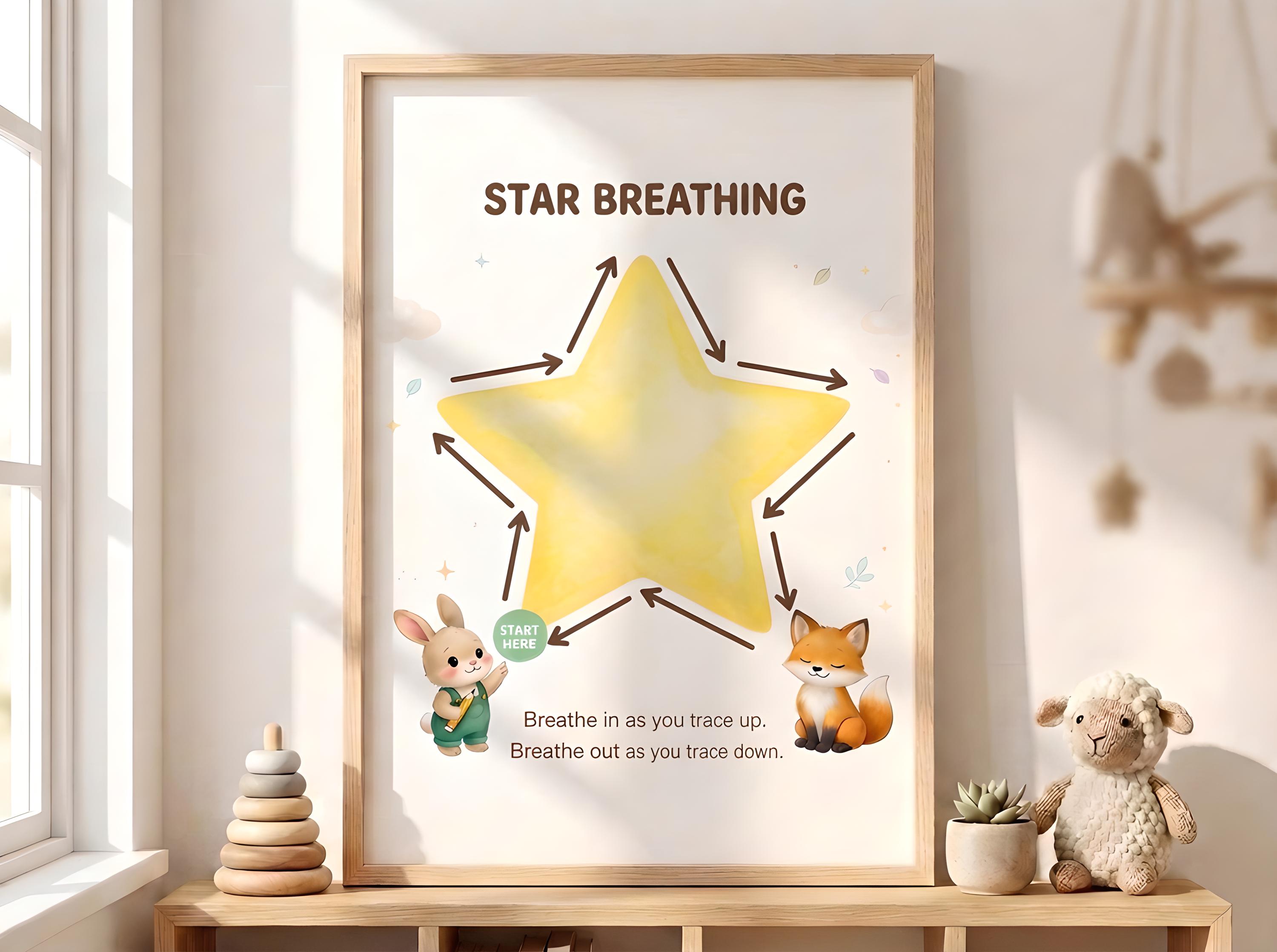 Star Breathing Poster for Kids | Calm Corner Printable | Kids Breathing ...
