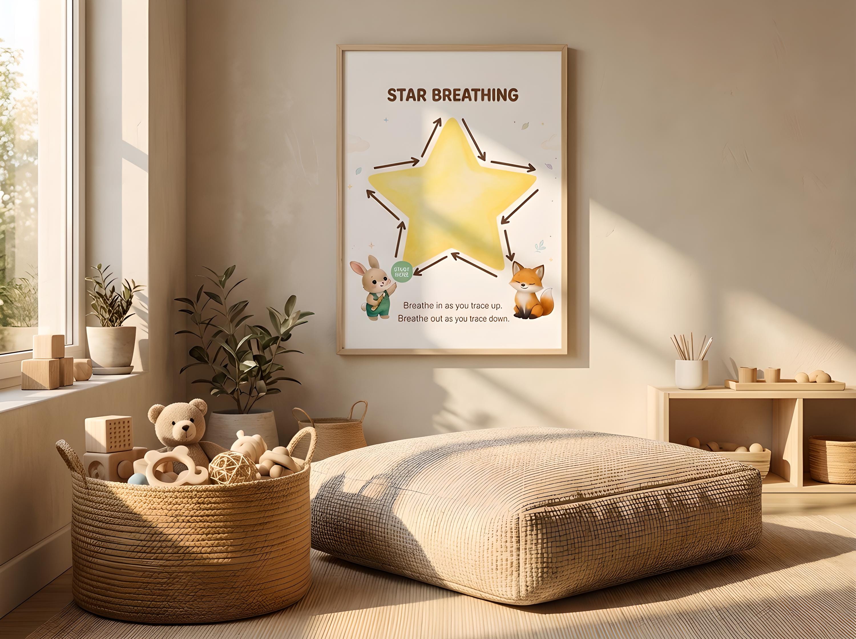 Star Breathing Poster for Kids | Calm Corner Printable | Kids Breathing ...