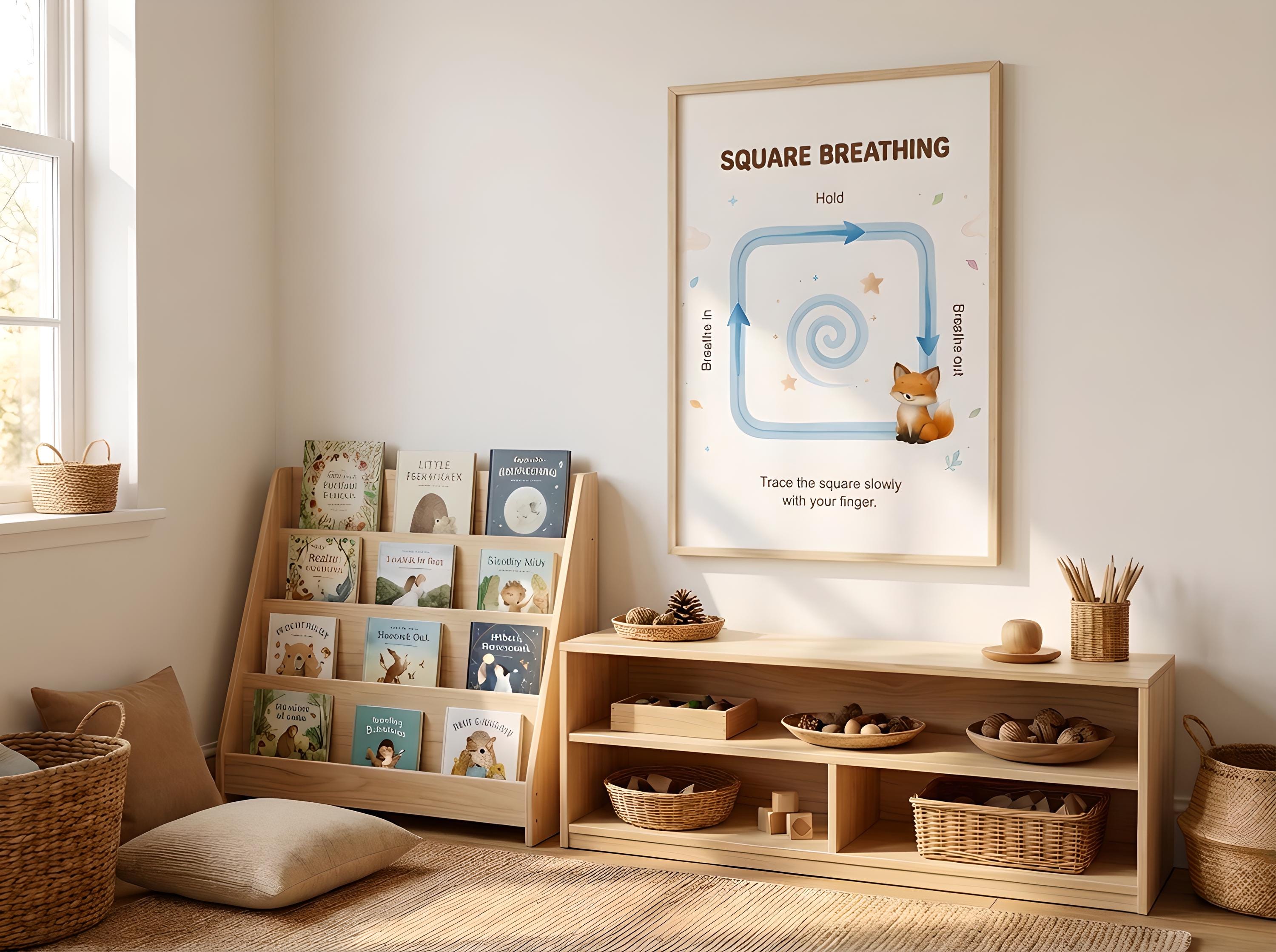 Square Breathing Poster for Kids | Calm Corner Printable | Breathing ...