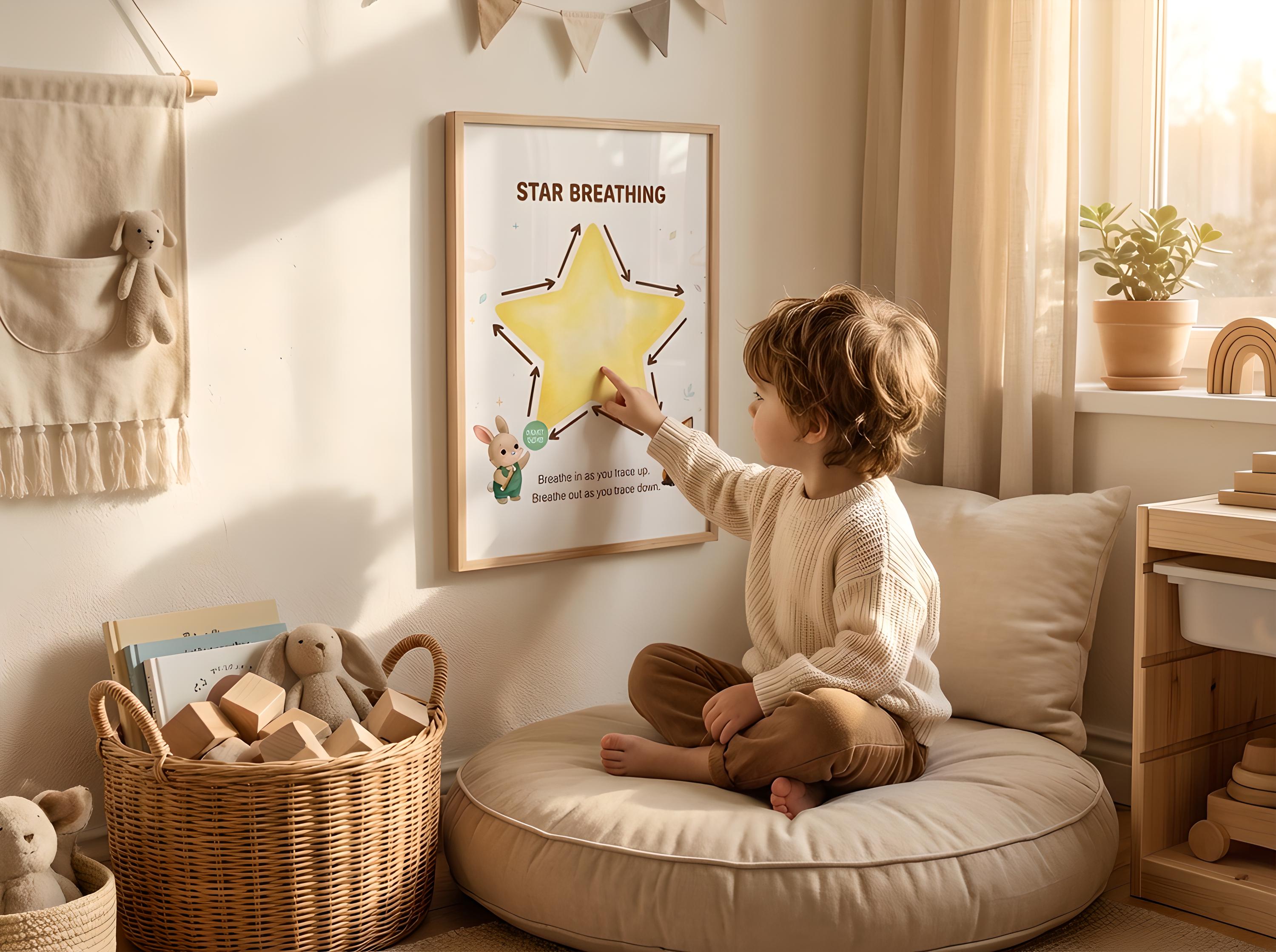 Star Breathing Poster for Kids | Calm Corner Printable | Kids Breathing ...