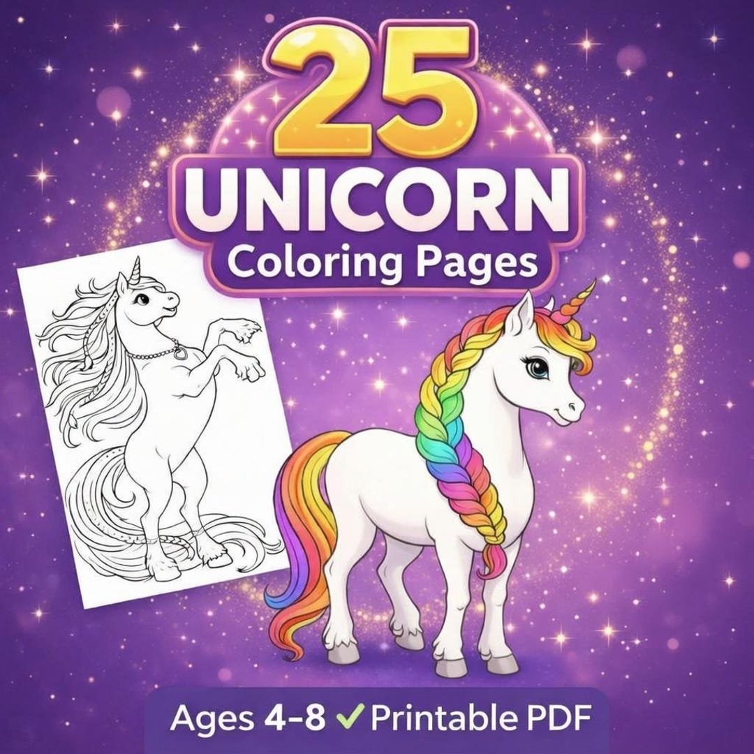 25 Unicorn Coloring Pages for Kids – Fantasy Printable Sheets (PDF ...