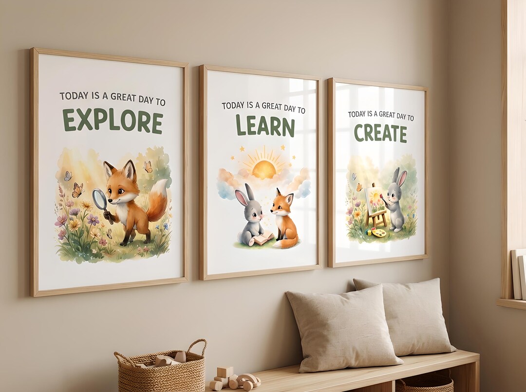 Printable Classroom Posters Set | Explore Learn Create Wall Art | Kids ...