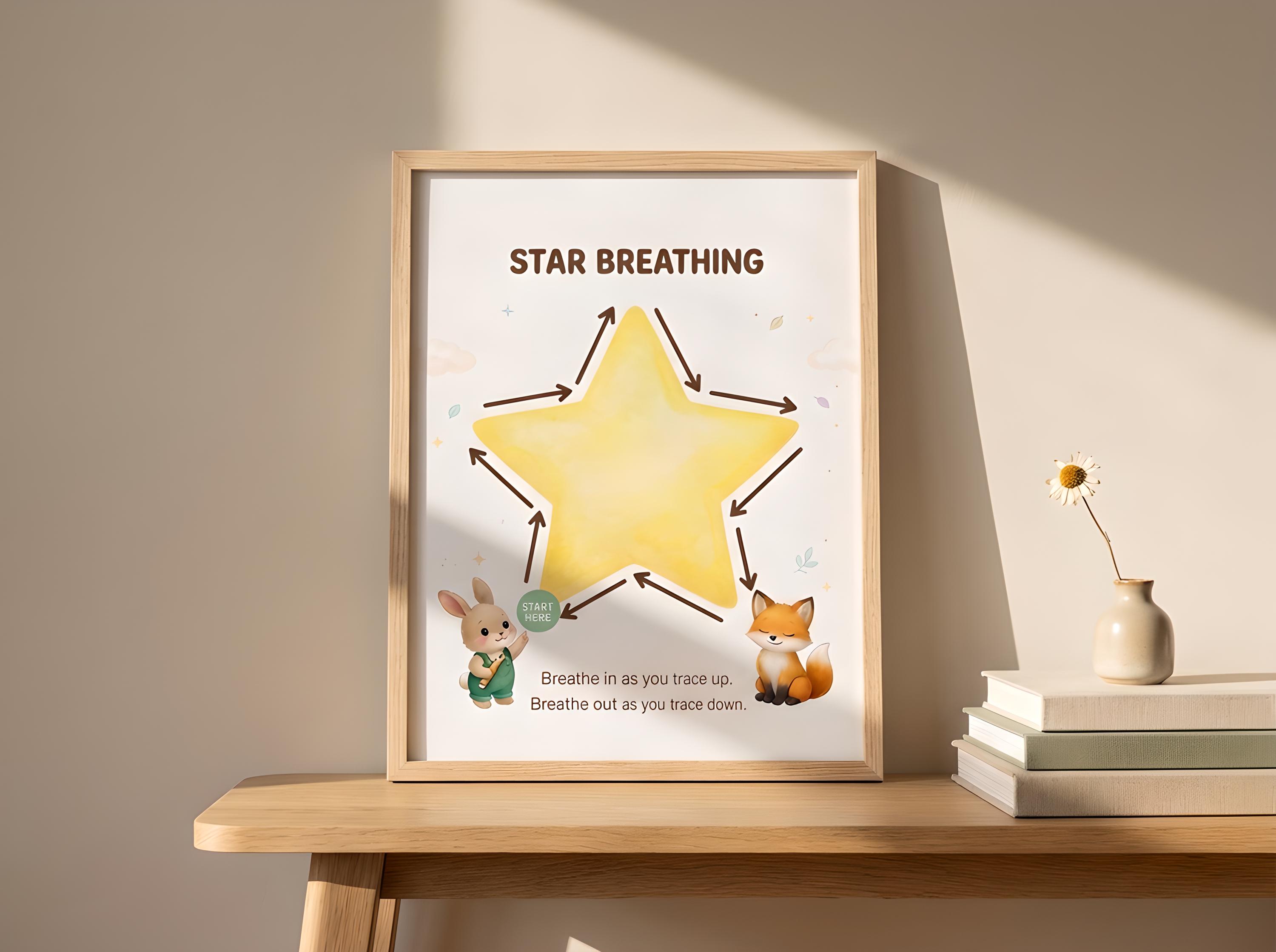 Star Breathing Poster for Kids | Calm Corner Printable | Kids Breathing ...