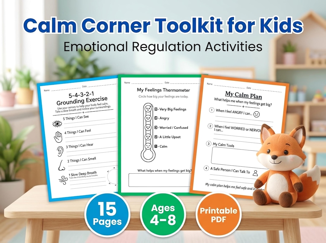 Calm Corner Printables for Kids | Emotional Regulation Worksheets | 15 ...