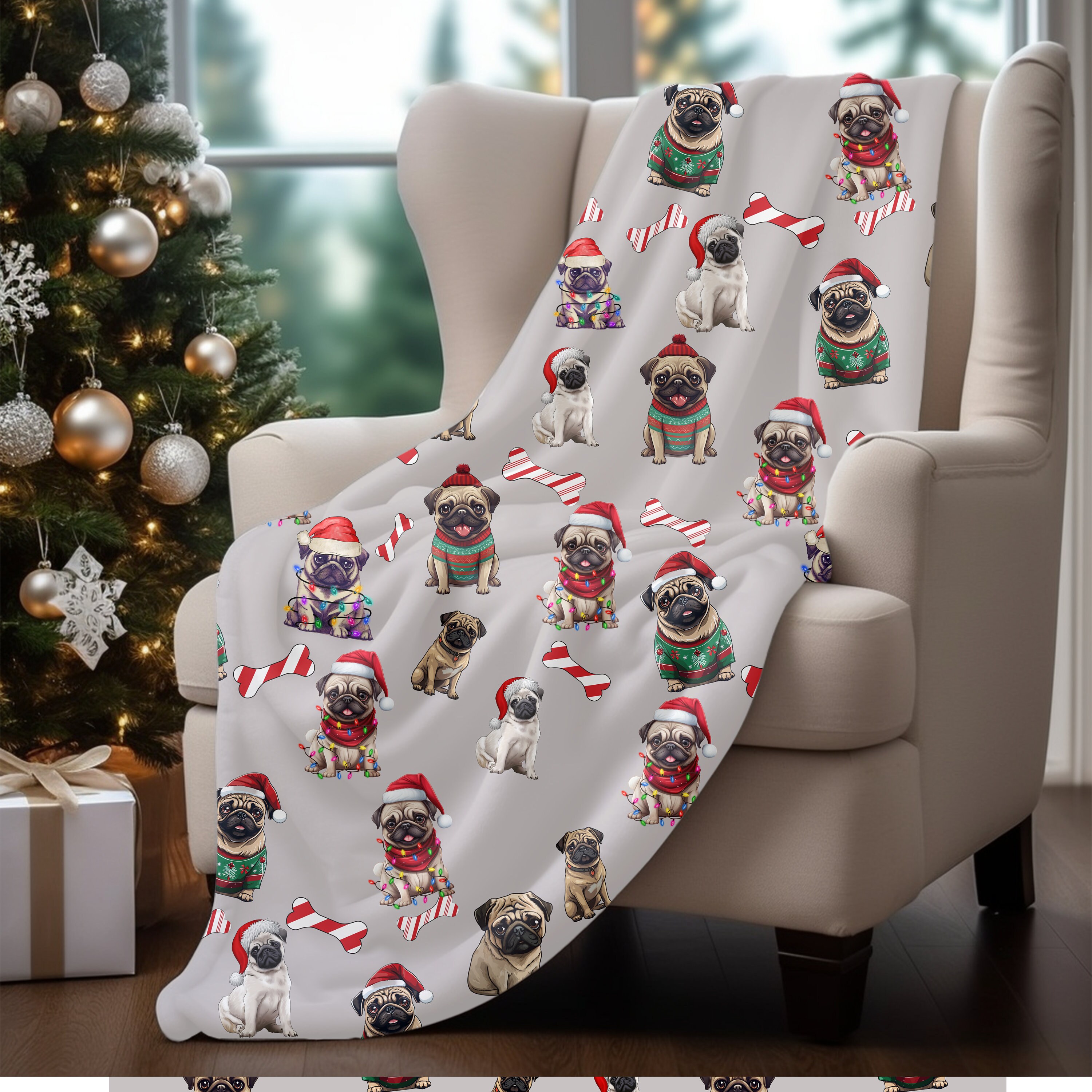 Pug Christmas Blanket Pug Christmas Blanket