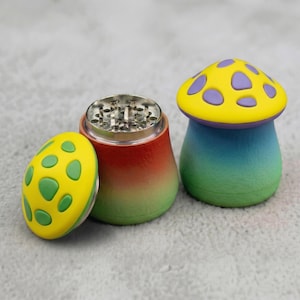Colorful Mushroom Grinder, Aluminum Grinder with Magnetic Lid.